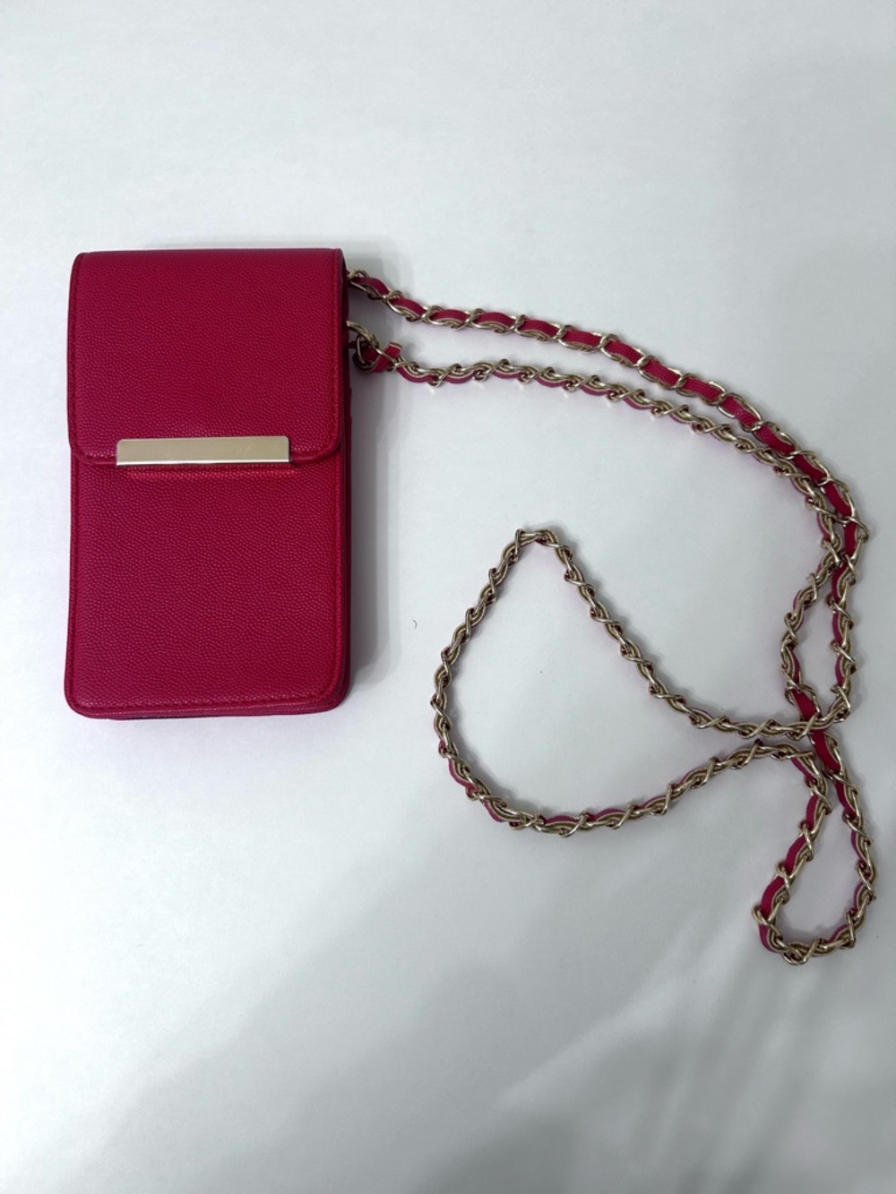 Candy Red Crossbody Phone Wallet with Gold Accent